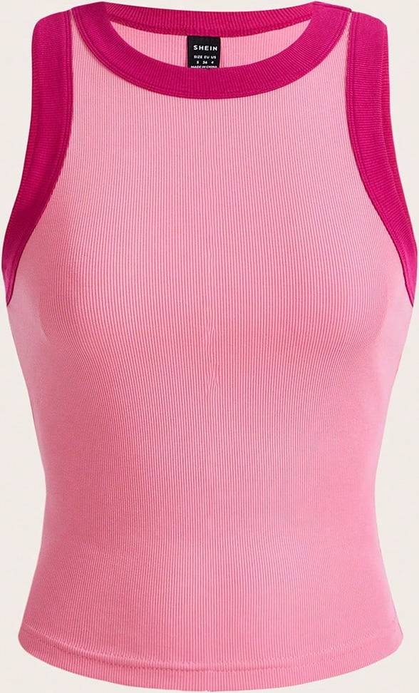 Shein Contrast Trim Ribbed Knit Tank Top