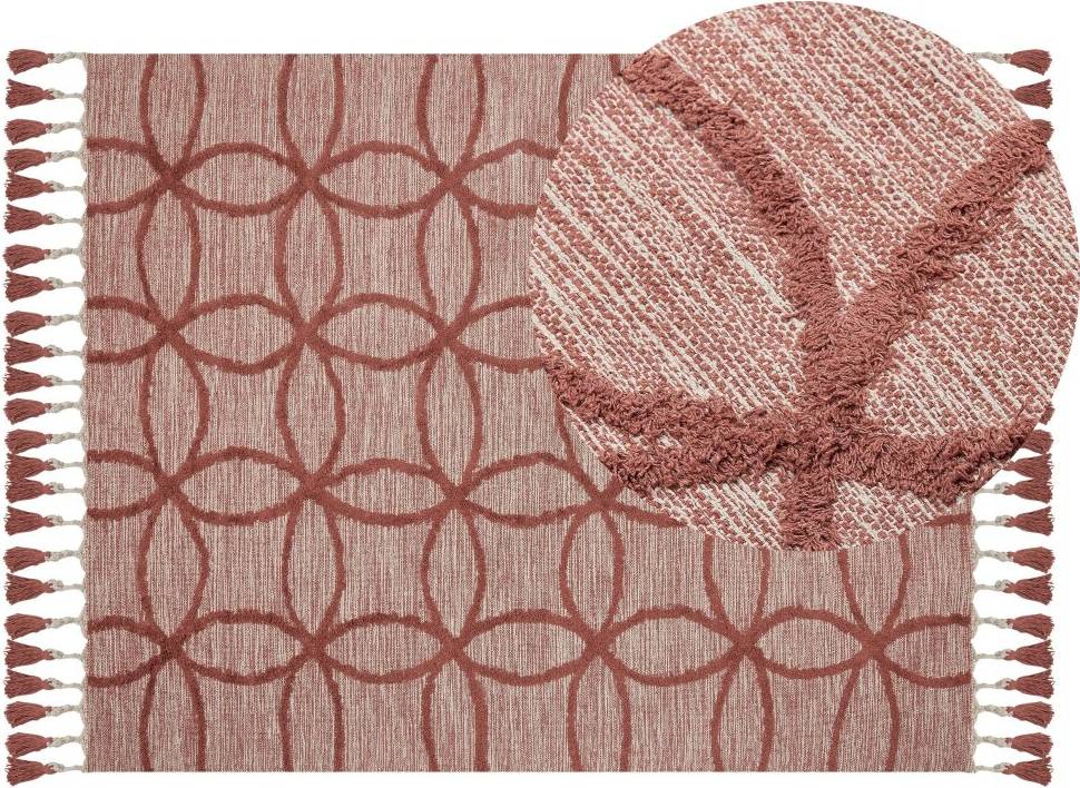Beliani Cotton Rug Red cm