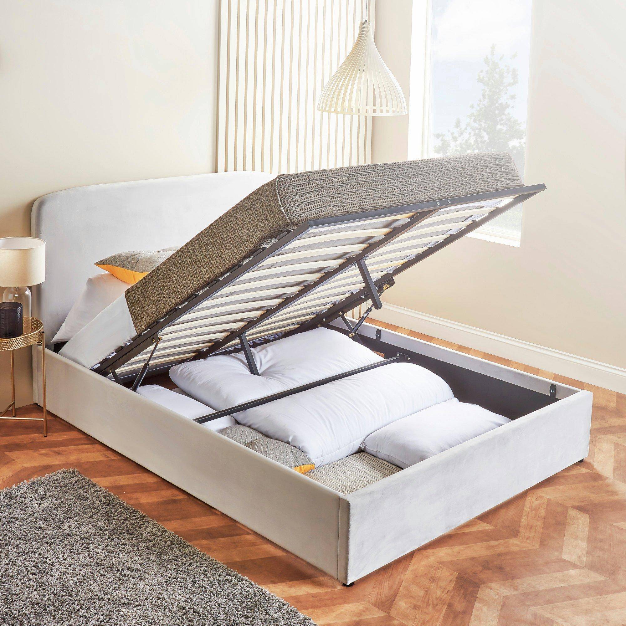 Velvet Bed Frame With Storage