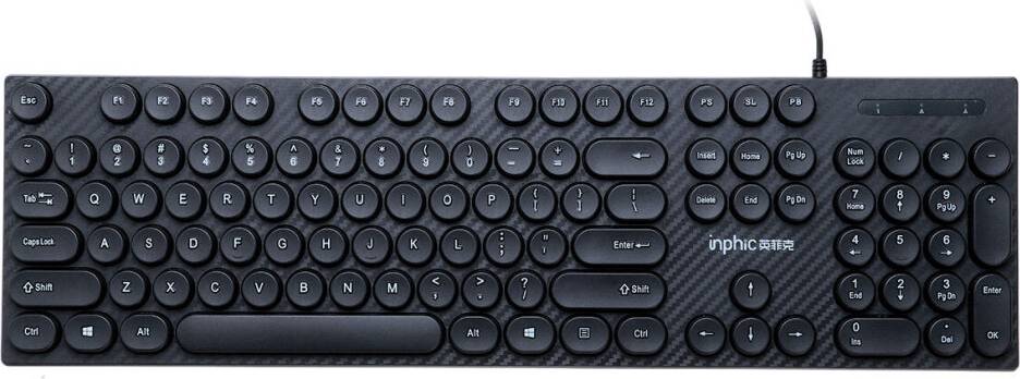 Greenzech 104 Keys Computer Keyboard USB Wired Punk Round Keycaps