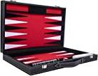 Backgammon Spel 18 Inch Zwart, Wit & Rood Ingelegd Vilt