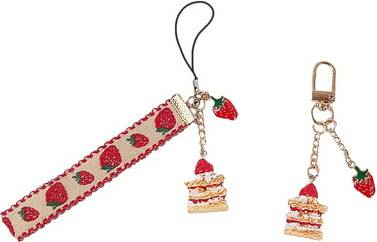 2pcs Love Key Holder Strawberry Hanging Keychains Creative Key Rings