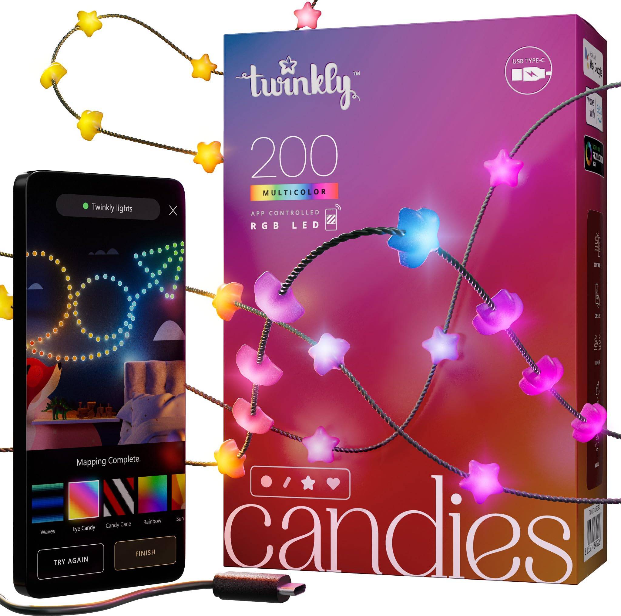 Candies Star Shaped 200 RGB LED Smart Light String - Multicolor