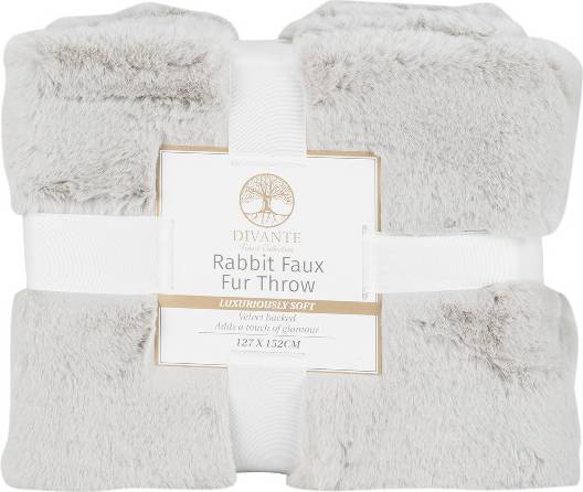 Divante Rabbit Faux Fur Blankets Silver