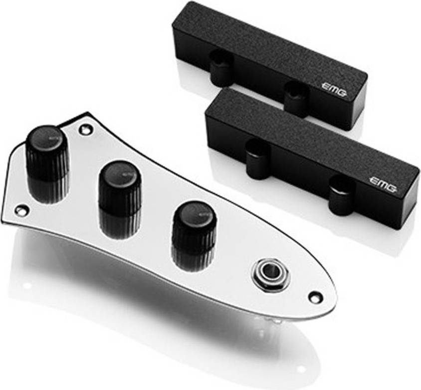 Emg J System Bass Pickup, Black, With Control Plate