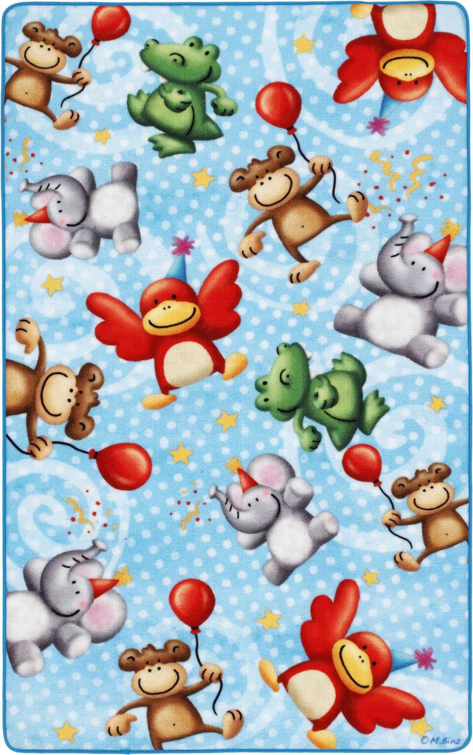 Lovely Animals Flatweave Blue Rug