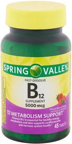 Spring Valley Vitamin B12 Fast Dissolve Tablets, 5000 mcg, Count