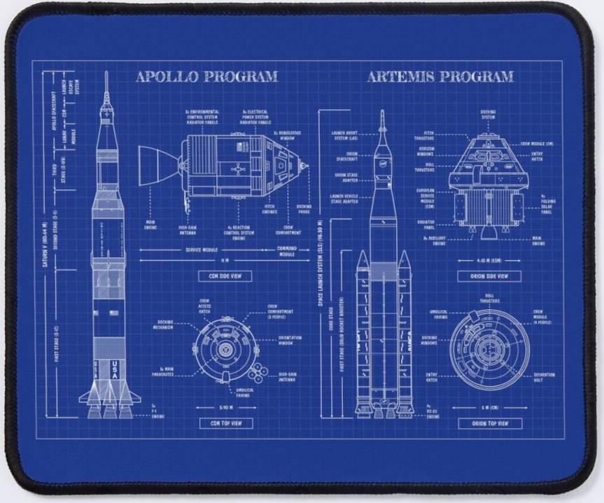 BearLad Mouse Pad Apollo Program Vs Artemis Program