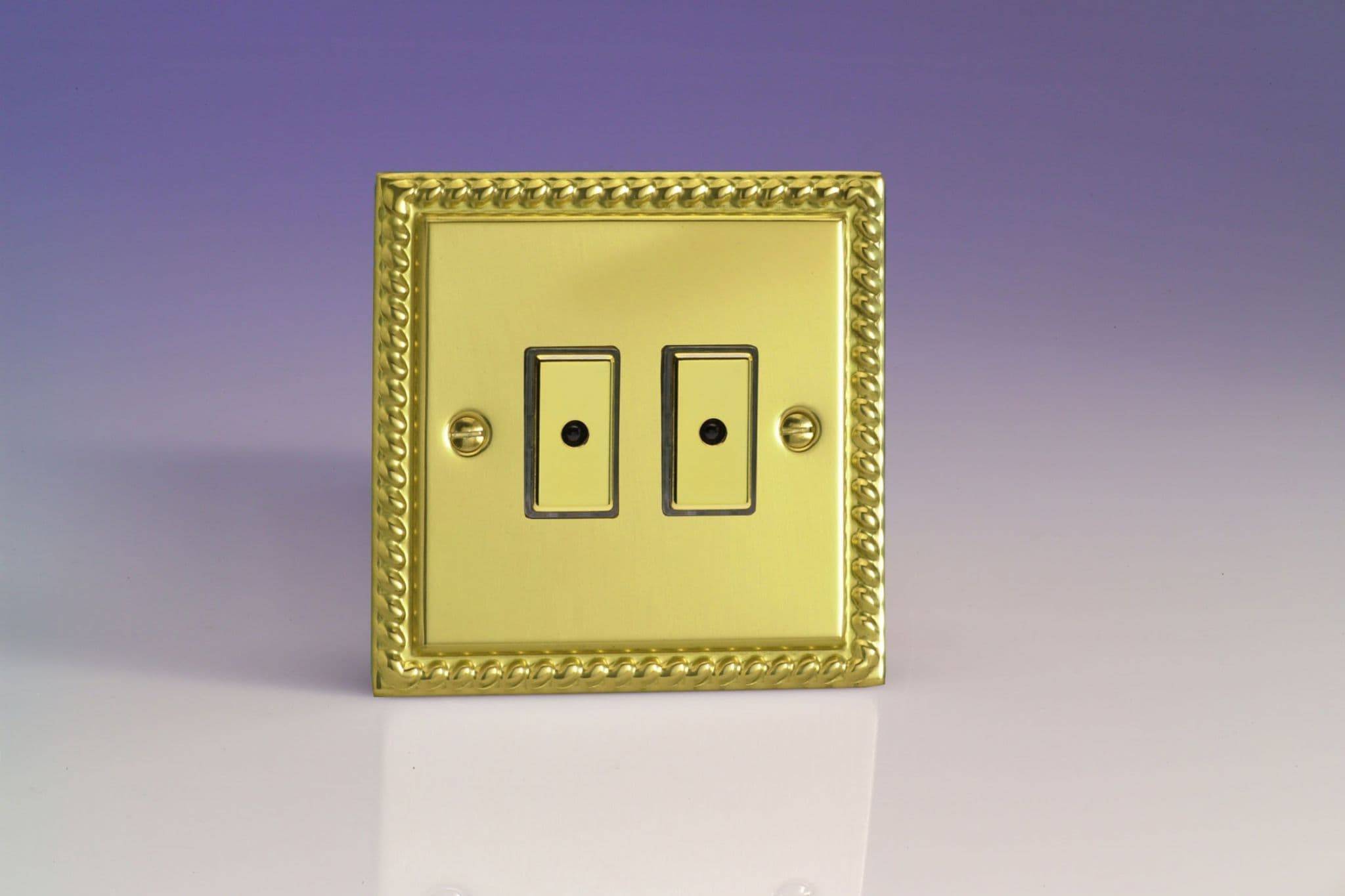 Varilight Multi-Point Georgian Roped Brass 2 Gang 1-Way Remote Control/Touch Master LED Dimmer