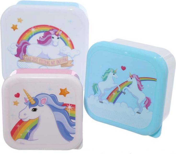 Set Of 3 Lunch Box Multi Patterned