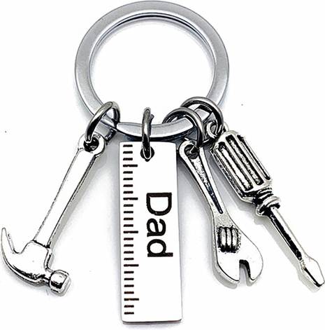 J&Y Ruler and Tools Father Engraved Keychain - Silver