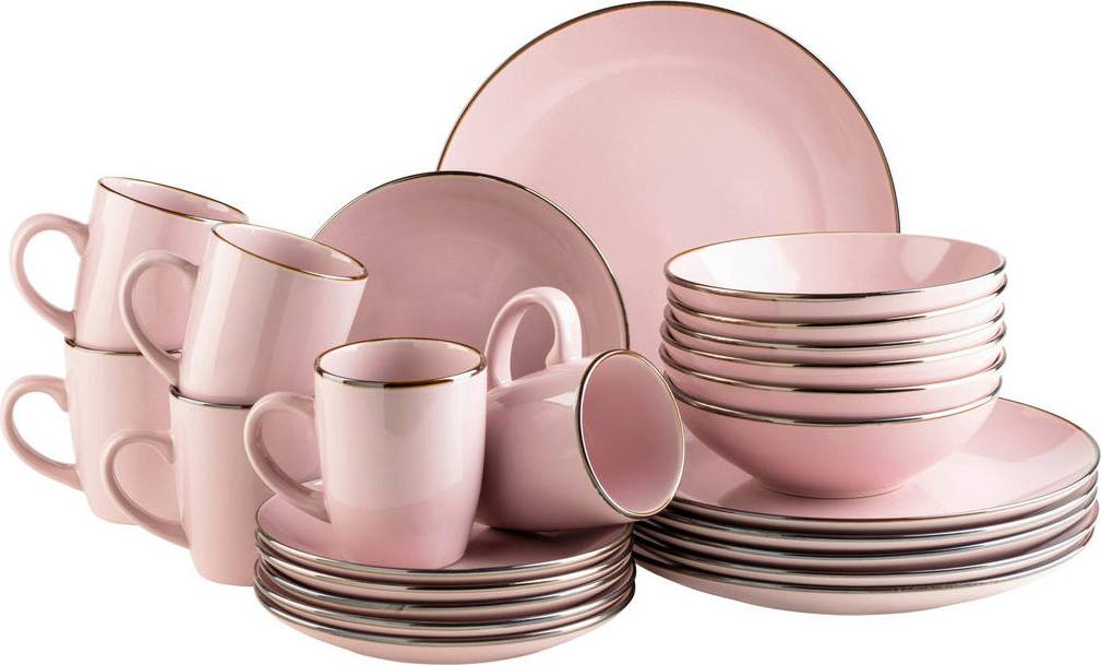 MÄSER Metallic Rim Rosa Servis 24st