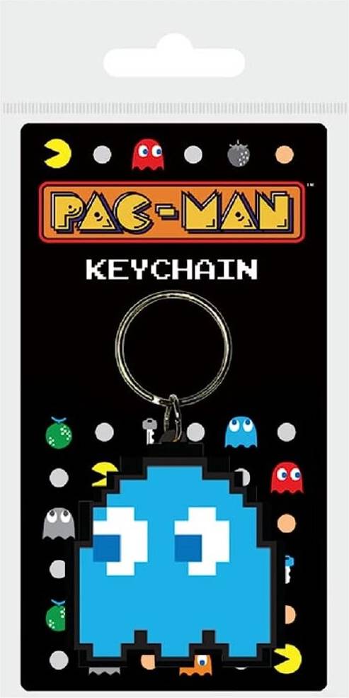 Pyramid Pac-Man "Inky" Silicone Rubber Keychain - Blue