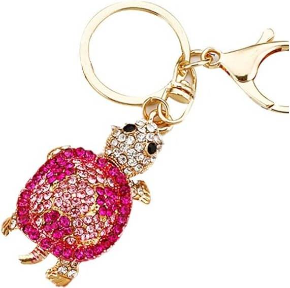 Tianci Rhinestone Crystal Turtle Keychains, Cute Mini Turtle Key Rings Bling Keychain Key Purse