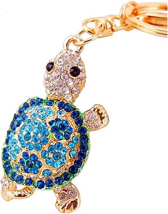 Tianfu Rhinestone Crystal Turtle Keychains, Cute Mini Turtle Key Rings Bling Keychain Key Purse