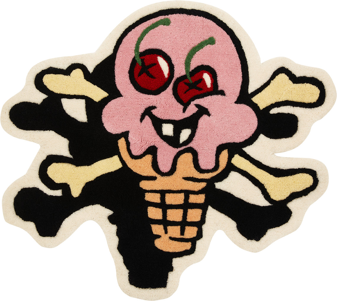 ICECREAM CONES & BONES RUG White