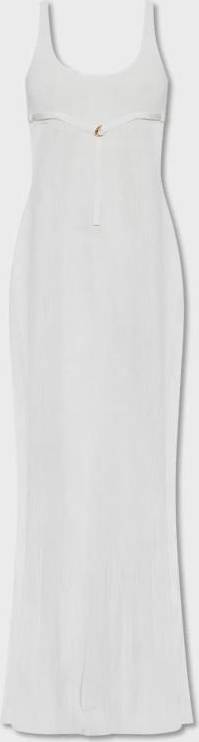 Jacquemus Robe Maille Oranger Ribbed-Knit Maxi Dress - White
