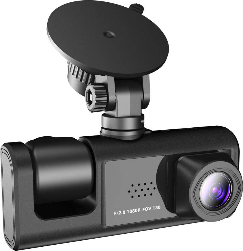 Dash camera Tomtop Jms 1080P DVR Dash Camera Front & Inside & Rear Camera Driving Recorder 2 Inch Screen Dashcam Support Black