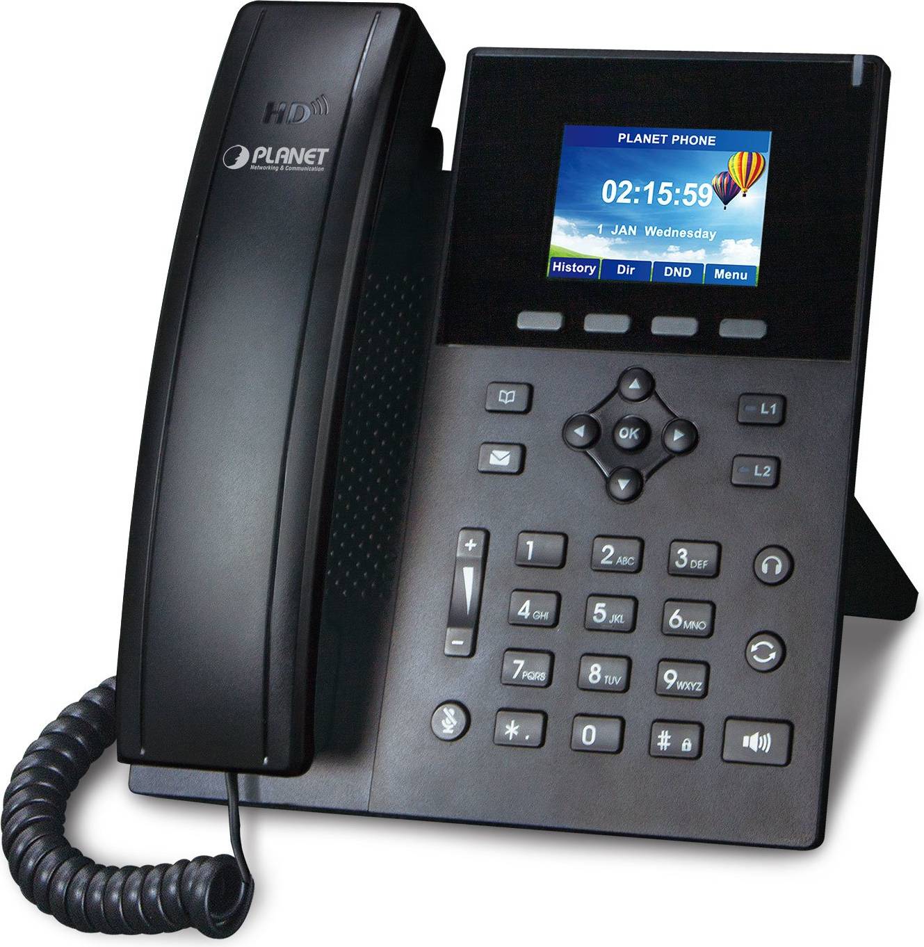Ip telefon Planet High Definition Color POE IP Telefon Sort