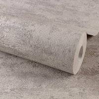 Grandeco Rocca Distressed Textured Concrete Striped Metallic Wallpaper Grey One Size