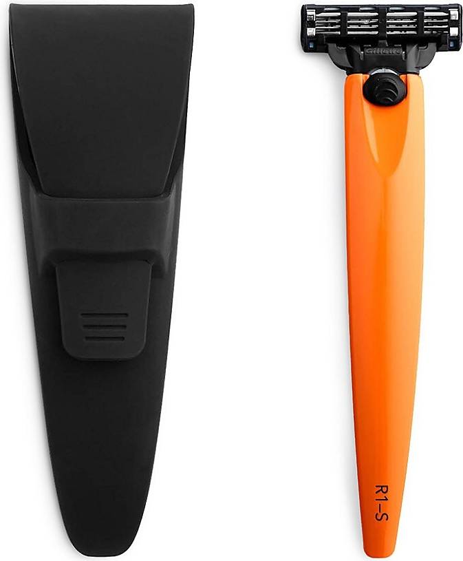 Gillette mach 3 Bolin Webb R1 Razor Signal Orange and Case