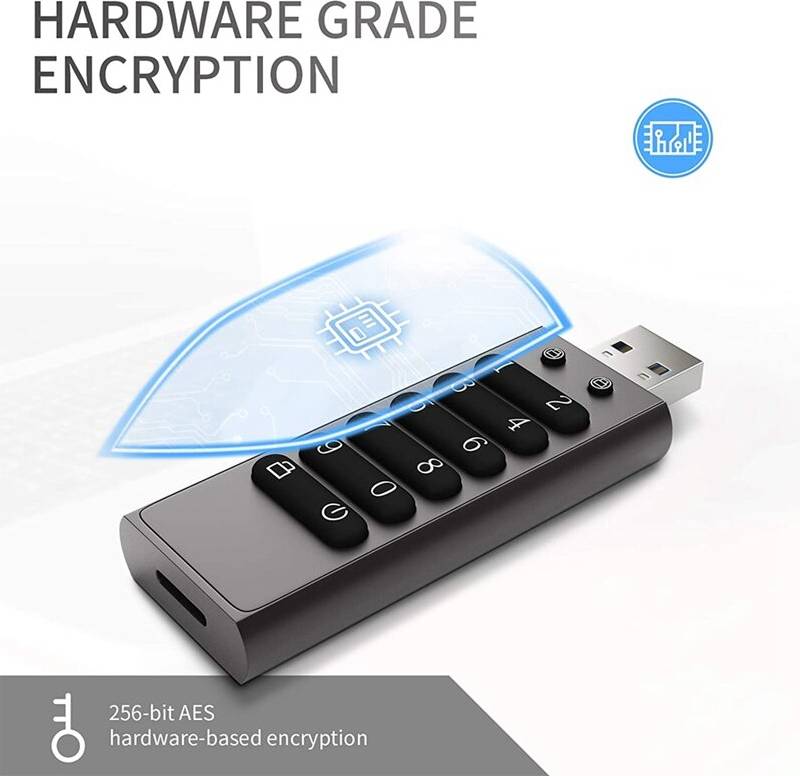 Tlily Secure USB Drive, 32GB Encrypted USB Flash Drive Hardware Password Memory Stick with Keypad U Disk Flash