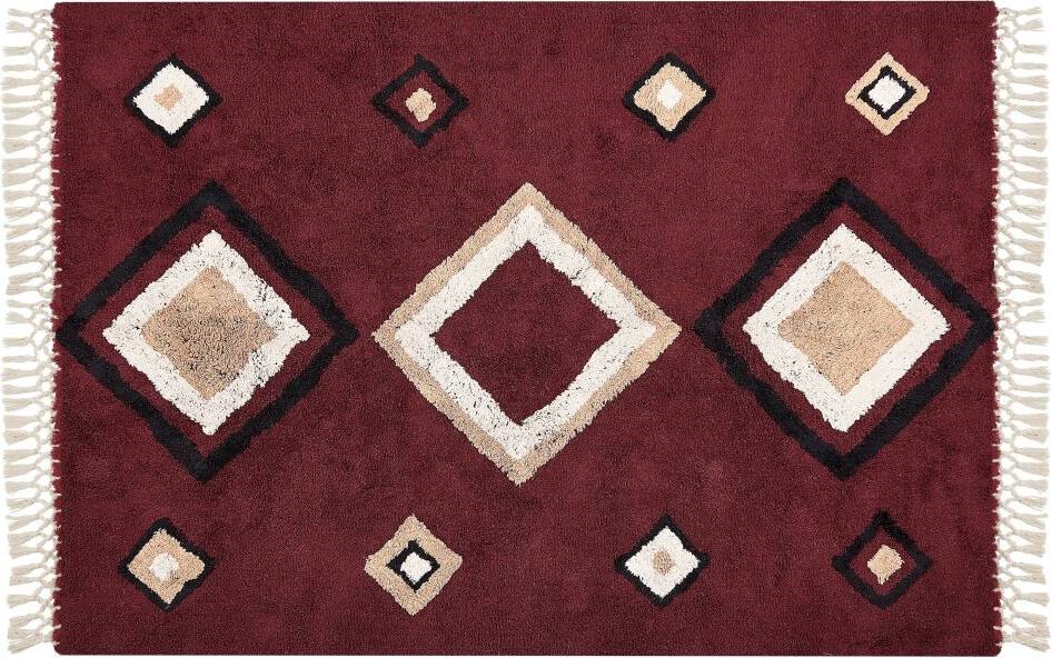 Beliani Cotton Rug Red cm