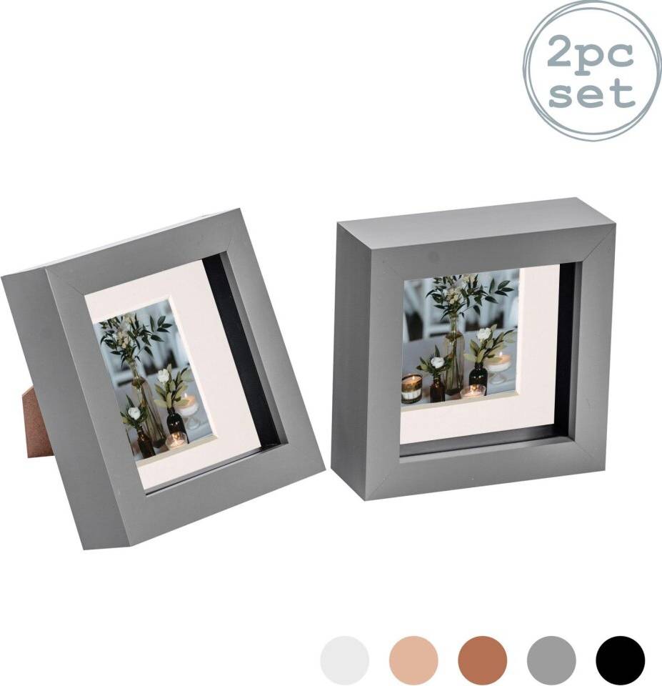 Nicola Spring 3D Box 4 2x2" Mount Pack of 2 Photo Frame