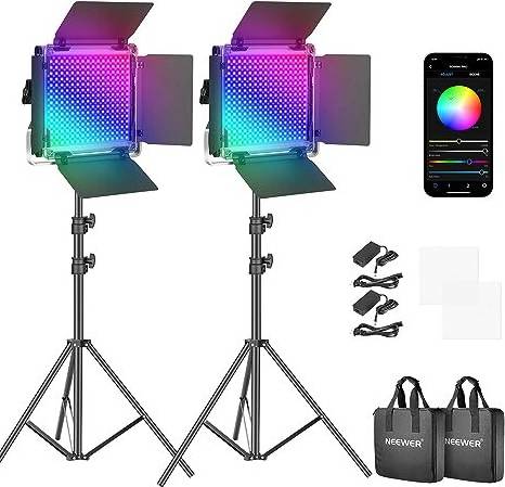 Neewer 2 Pack 660 PRO RGB LED Video Light Stand Kit