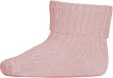 mp Denmark Cotton Bomull Rib Baby Socks - Silver Rosa