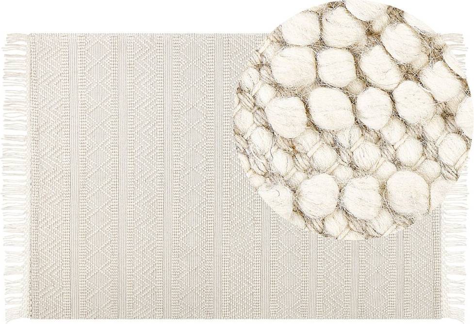 Beliani Wool Area Rug Beige cm