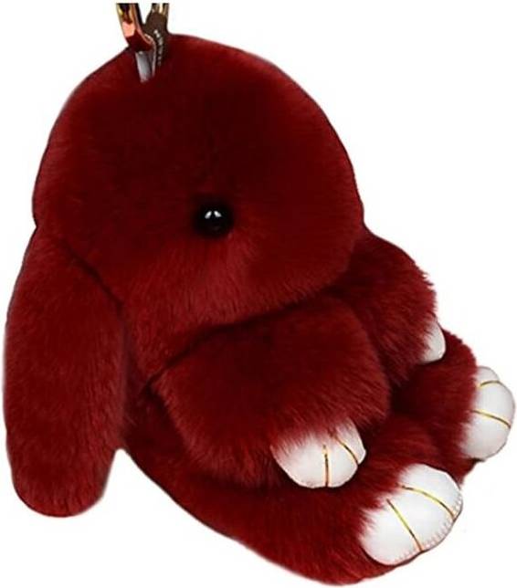 Tianci Fluffy Rabbit Keychain Cute Plush Bunny Key Rings Pom Pom