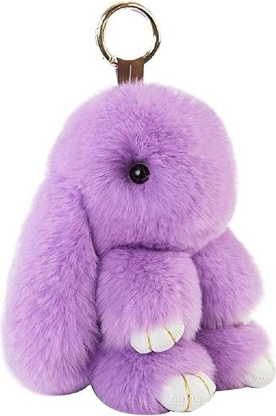 Tianci Fluffy Rabbit Keychain Cute Plush Bunny Key Rings Pom Pom