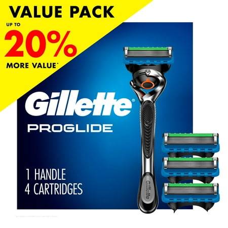 Gillette proglide blades Gillette ProGlide Men's Razor Value Pack 1 Handle 4 Razor Blade Refills Silver