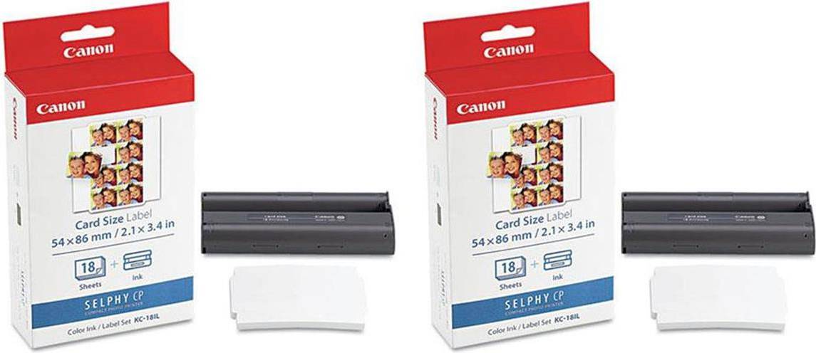 Canon mini printer Canon KC-18IL Color Ink Cartridge and Mini Label Set, 2 Pack