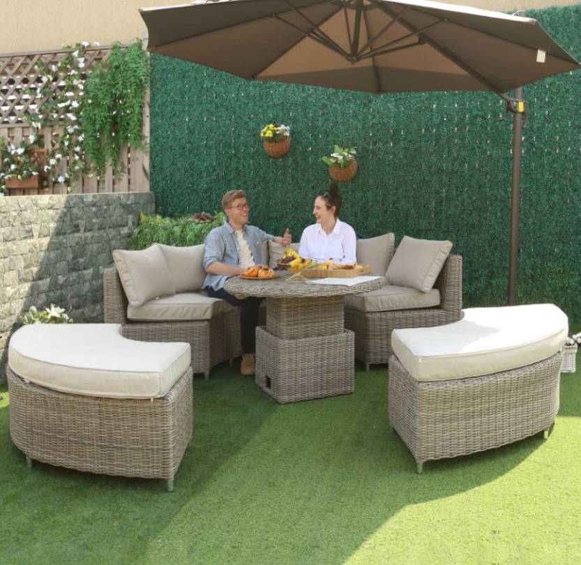 Large garden table and chairs Large Rattan Set Luxury Sun