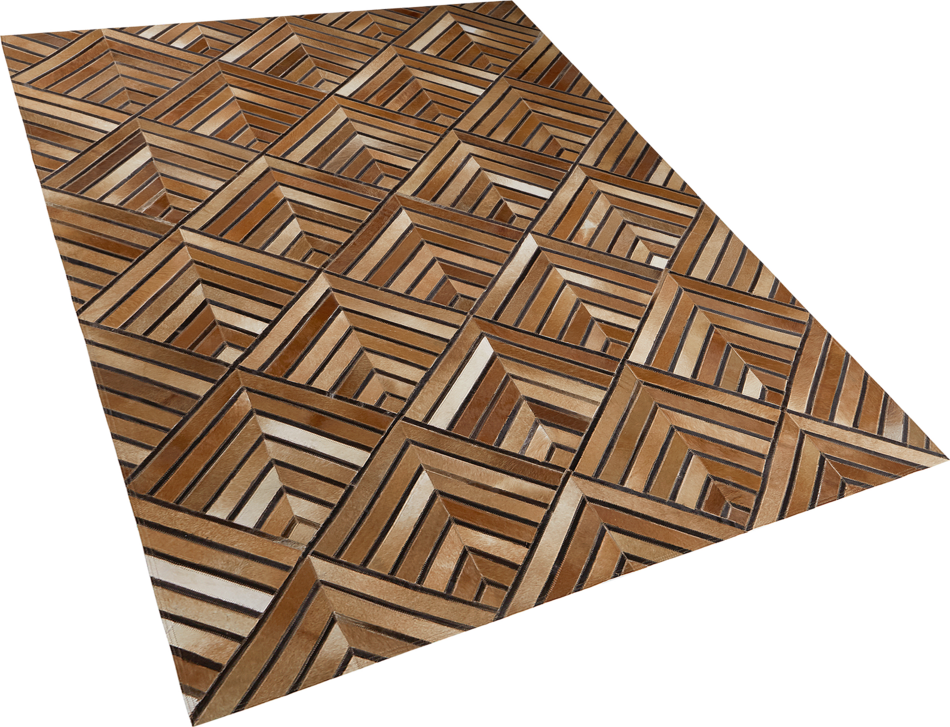 Beliani Cowhide Area Rug Brown
