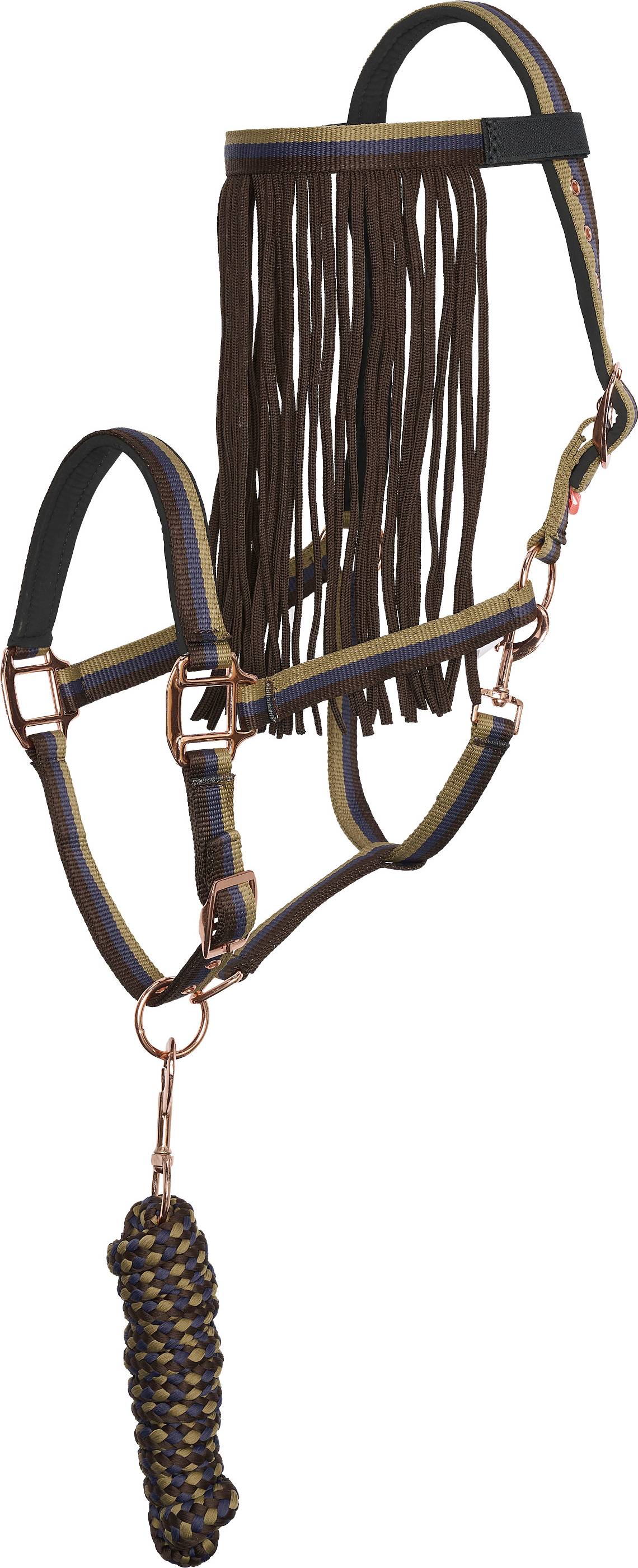 Imperial Riding Nylon Halter And Lead Rope Set With Fly Browband - Marron