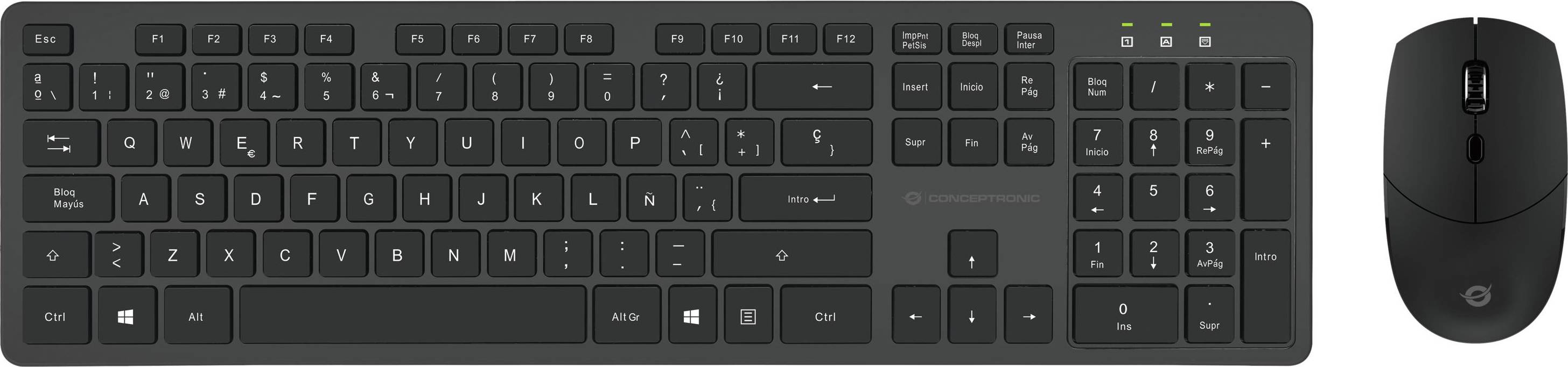 Keyboard and mouse Conceptronic Kit Wireless Keyboard Mouse