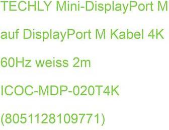 DisplayPort Mini Hane To DisplayPort Cable 2 m