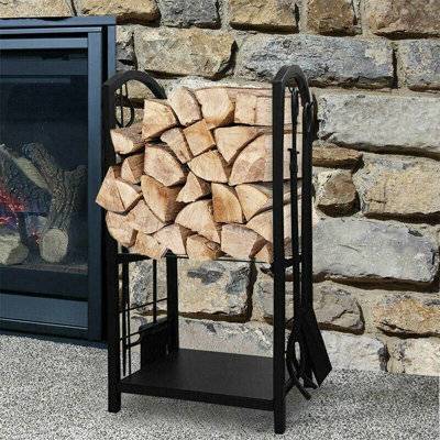 HomeZone Large Firewood Storage Rack With Tools