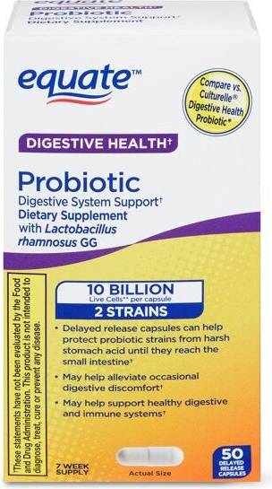 Equate Probiotic Digestive System Support with Lactobacillus Rhamnosus GG Delayed-Release Capsules, Count