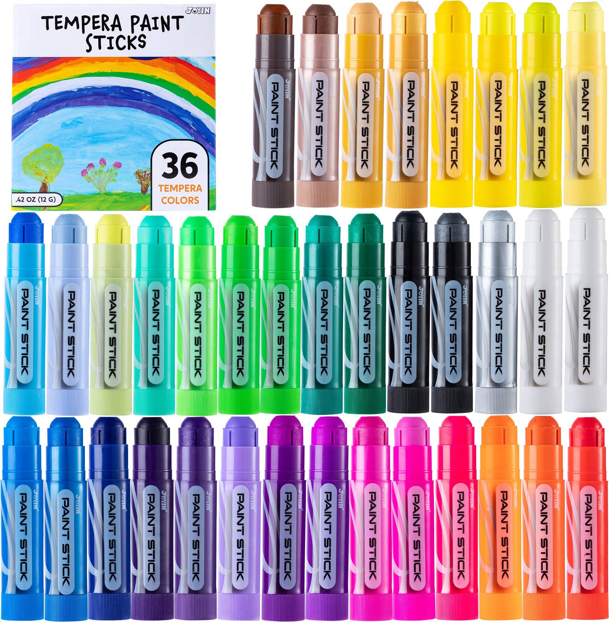 36PCS Assorted Washable Tempera Paint Sticks