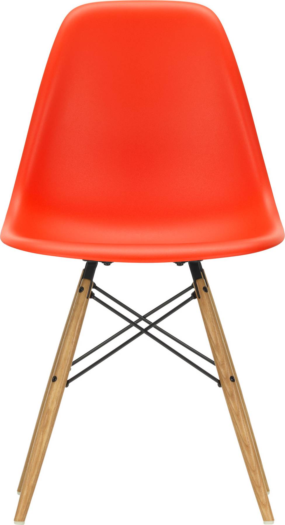 Vitra DSW Plastic Maple Base Rouge Coquelicot Kitchen Chair