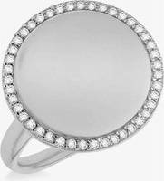 T.H.Baker Silver Rhodium Plated Cubic Zirconia Round Signet Ring 8.82.0100 R