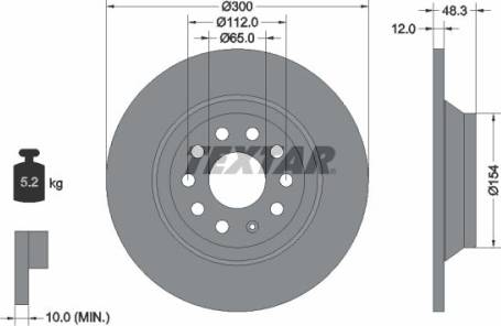 Textar Brake Disc PRO 92255403