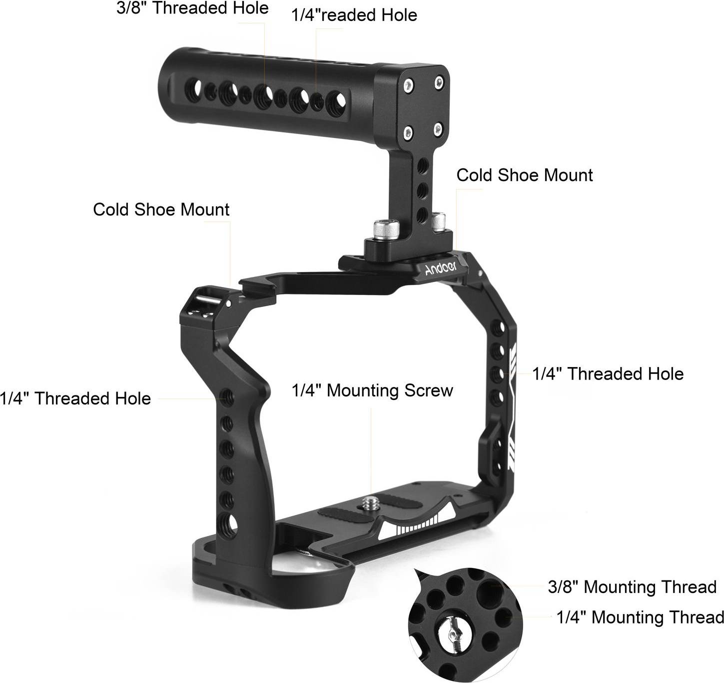 Andoer Camera Cage Top Handle Kit