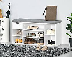 Homcom Bench with Seat Cushion Shoe Rack