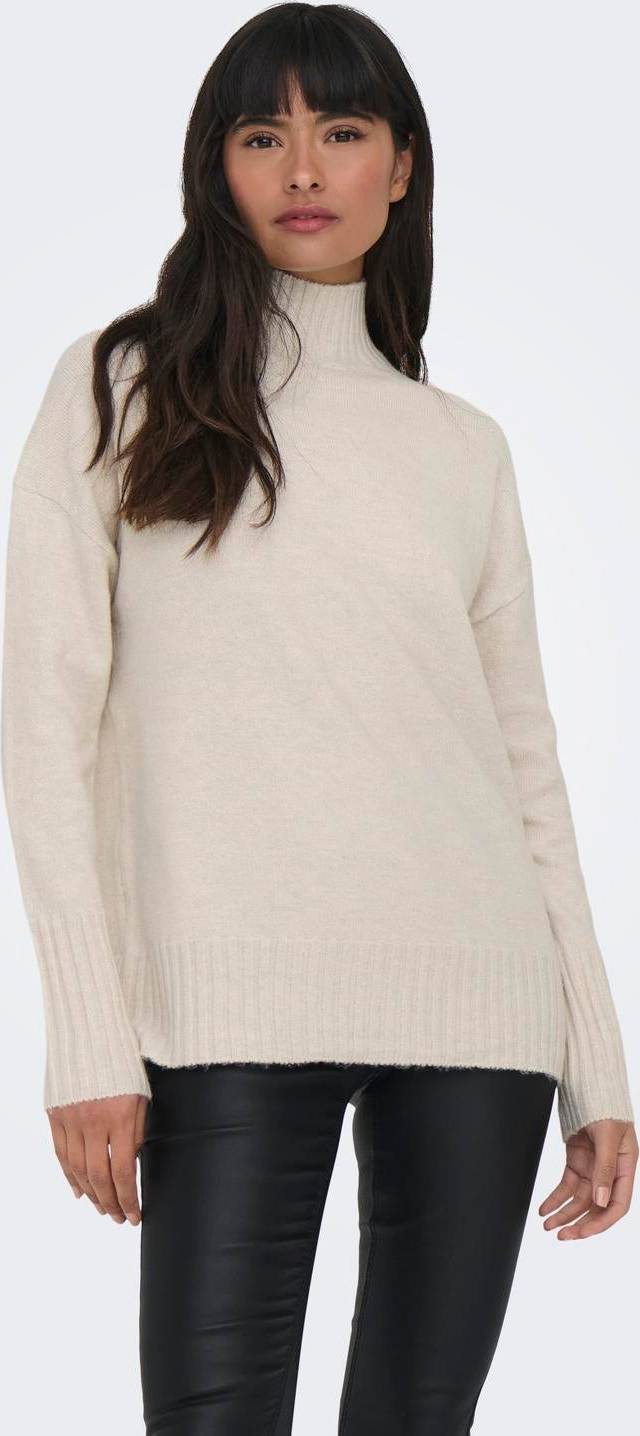 Only Long Sleeve Rib Knit Jumper Stone