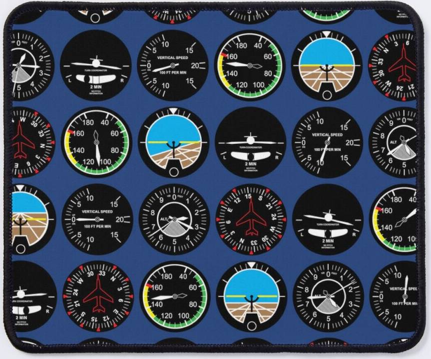 BearLad Mouse Pad Flight Instruments 11.8 9.8 inch Computer Mat Office Mousepad